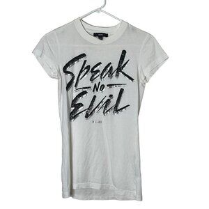 Diesel Tee Shirt White Speak No Evil Graphic 100% Cotton Size XXS